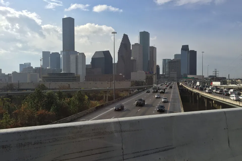 Downtown Houston overlooking Interstate 45.